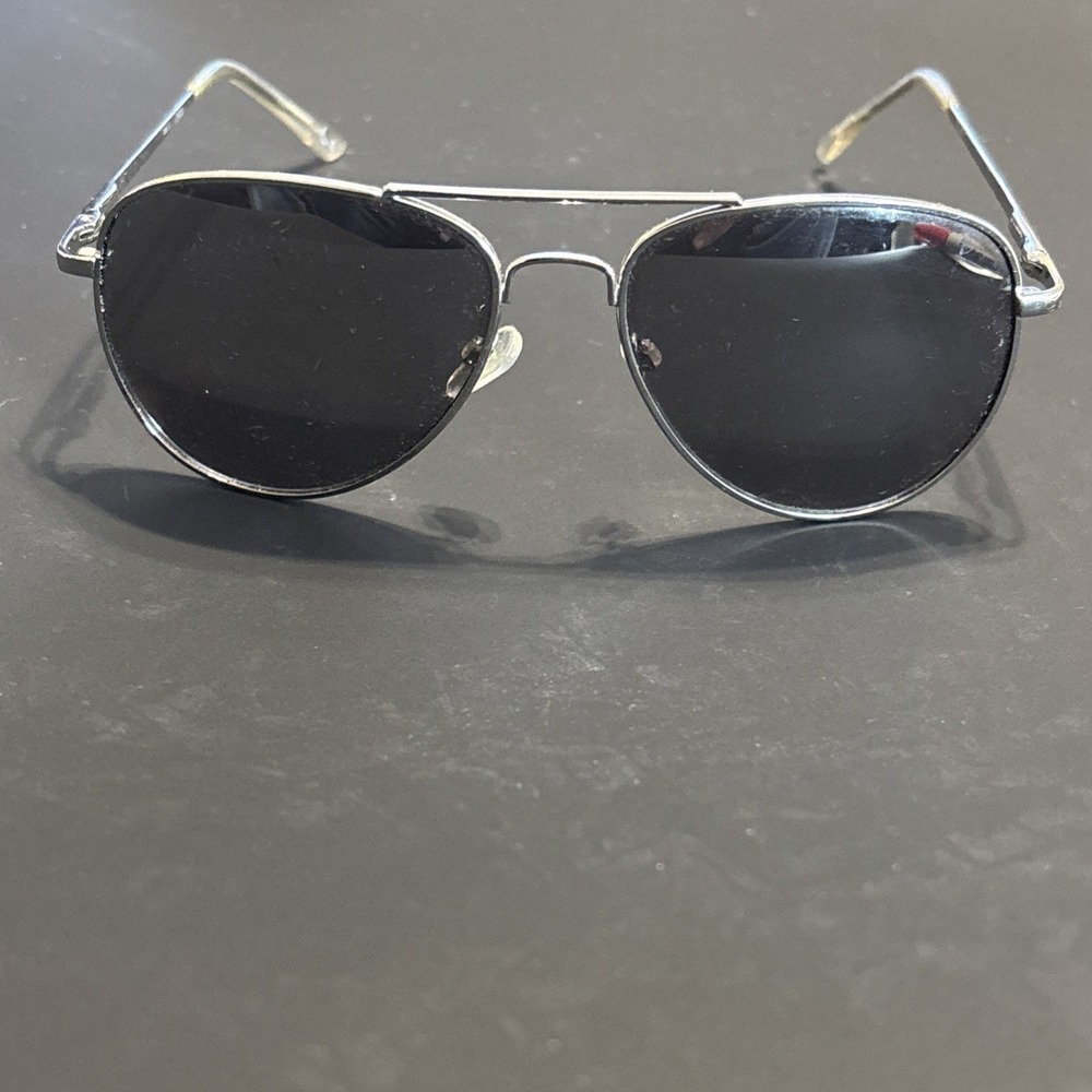 Classic Silver Aviator Sunglasses Metal Pilot Frame Dark Gray Lens UV400 Unisex - Picture 4 of 9
